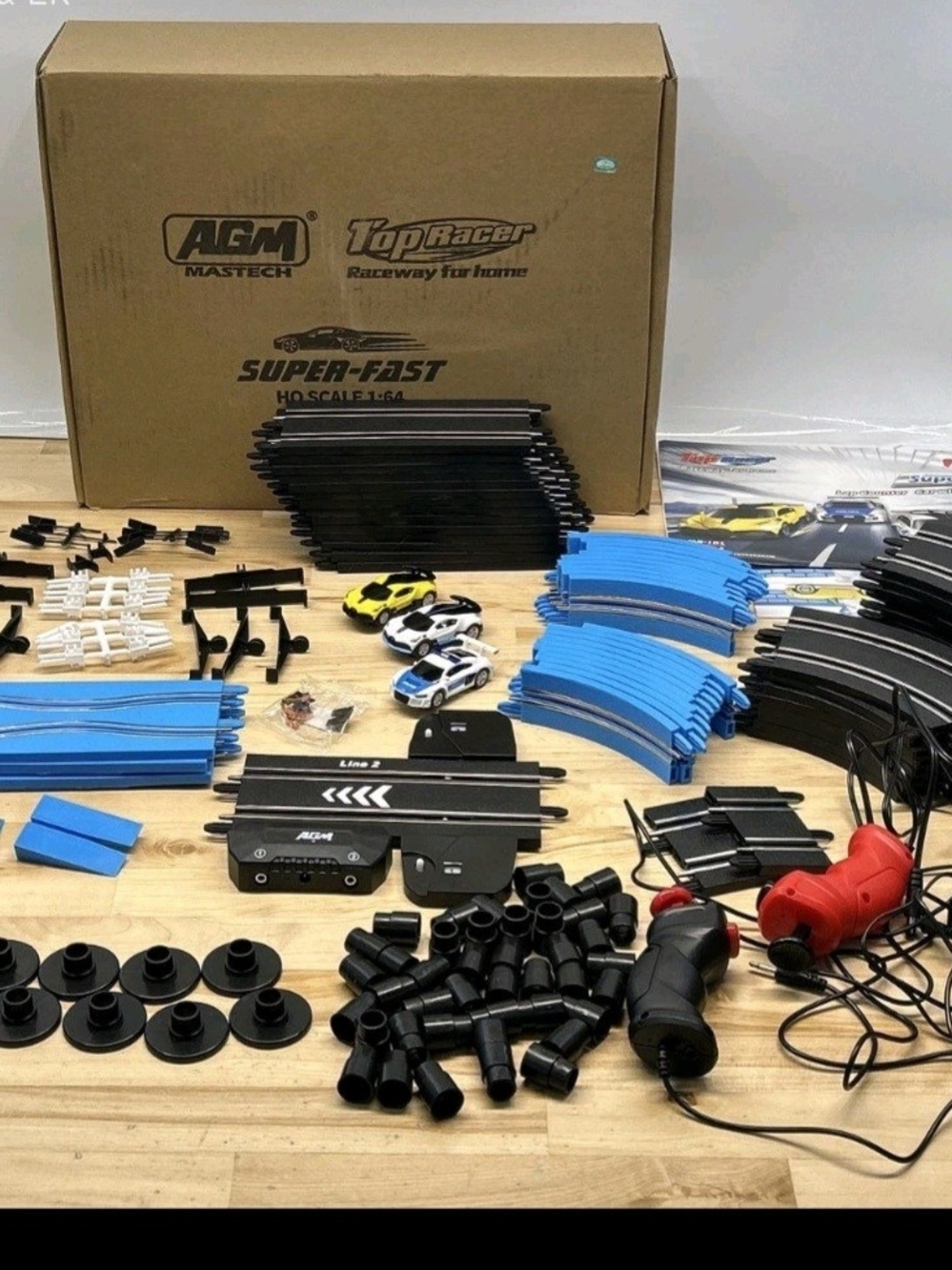 Super-Fast Slot Car Racing Set - Black & Blue Tracks
